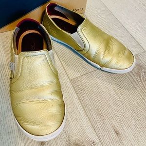 PLAE Marten Leather Gold Slip-On Shoes 6